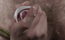 Asthon likes dripping wax on boy slave chest and hard cock