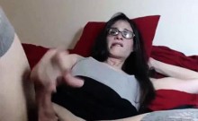 Young Tranny With Glasses Masturbates Until S