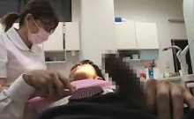 Cute Asian dentist works on a horny patient with a stiff er