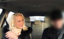 Blonde lady sucks fake cops big cock in car
