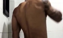 Black Guy Shower With His Giant Cock