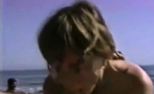 Amateur couple Bj and hj on beach