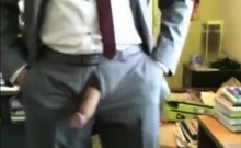 He shows us his new suits and he like to jerk off