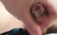 girl wanking a messy cum load from my uncut cock