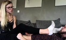 Hot blonde enjoys foot fetish sex