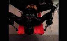 Fucking Latex Slave With A Strapon