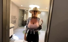 Huge boobs MILF giving blowjob POV