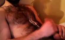 Hairy chest covered in cum