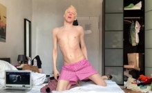 Gay twink solo for this huge cock jacking off