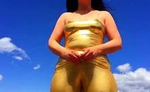 Luscious lopez - gold short catsuit
