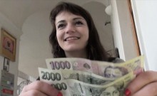 Eurobabe Aimee Flashes Her Small Tits And Fucked For Cash