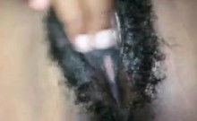 Wet Hairy Ebony Pussy Close Up